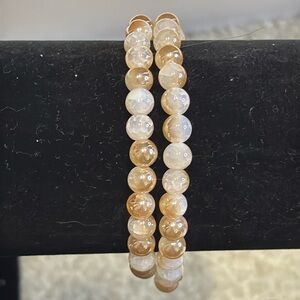 CR11 Natural Champagne and Snowflake Agate Crystal Bracelet 6mm